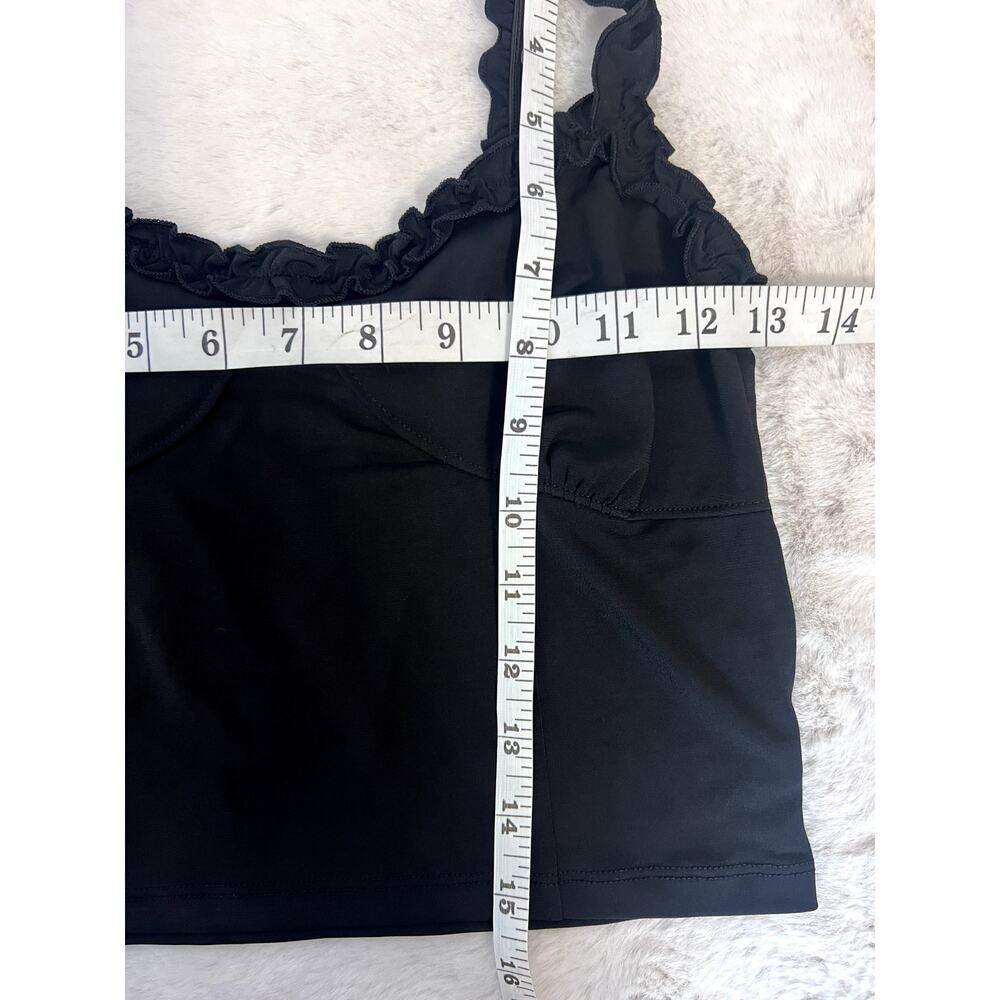 Stylish Aeropostale Black Ruffled Cropped Tank Top M - Picture 5 of 5